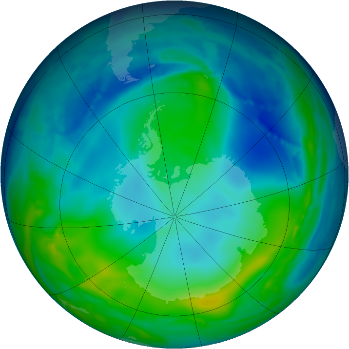 Antarctic ozone map for 30 May 2008